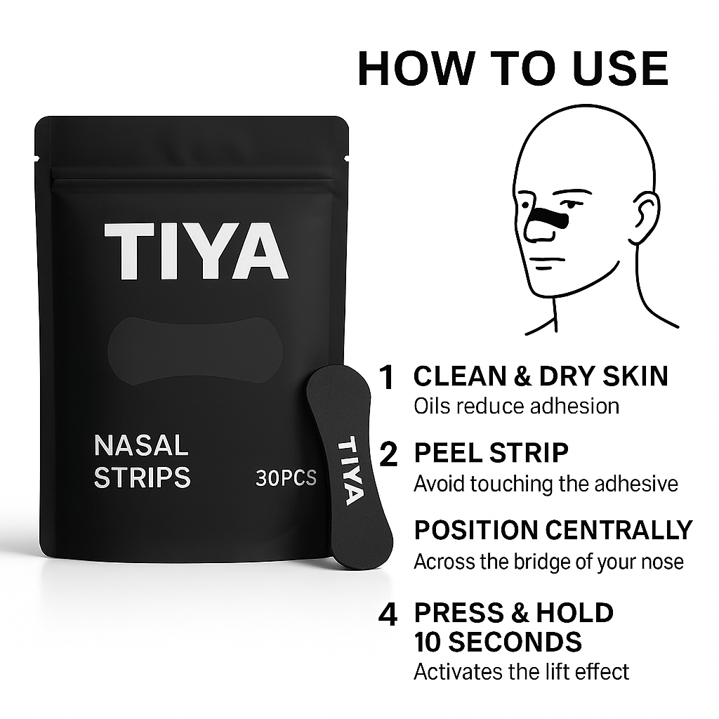 TIYA Nasal Strips - Better Breathing for Sleep, Sport & Everyday Use (30 pack)