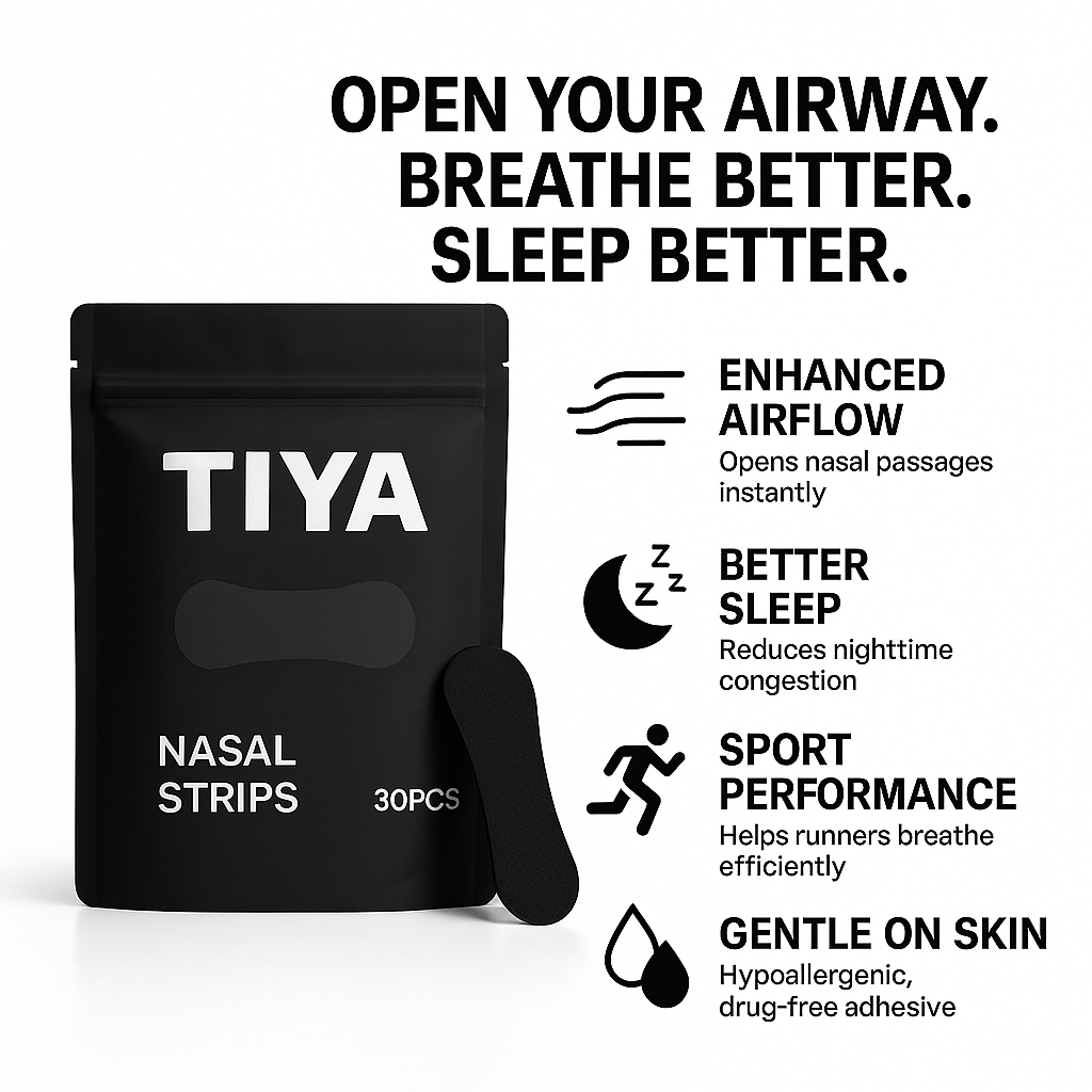 TIYA Nasal Strips - Better Breathing for Sleep, Sport & Everyday Use (30 pack)